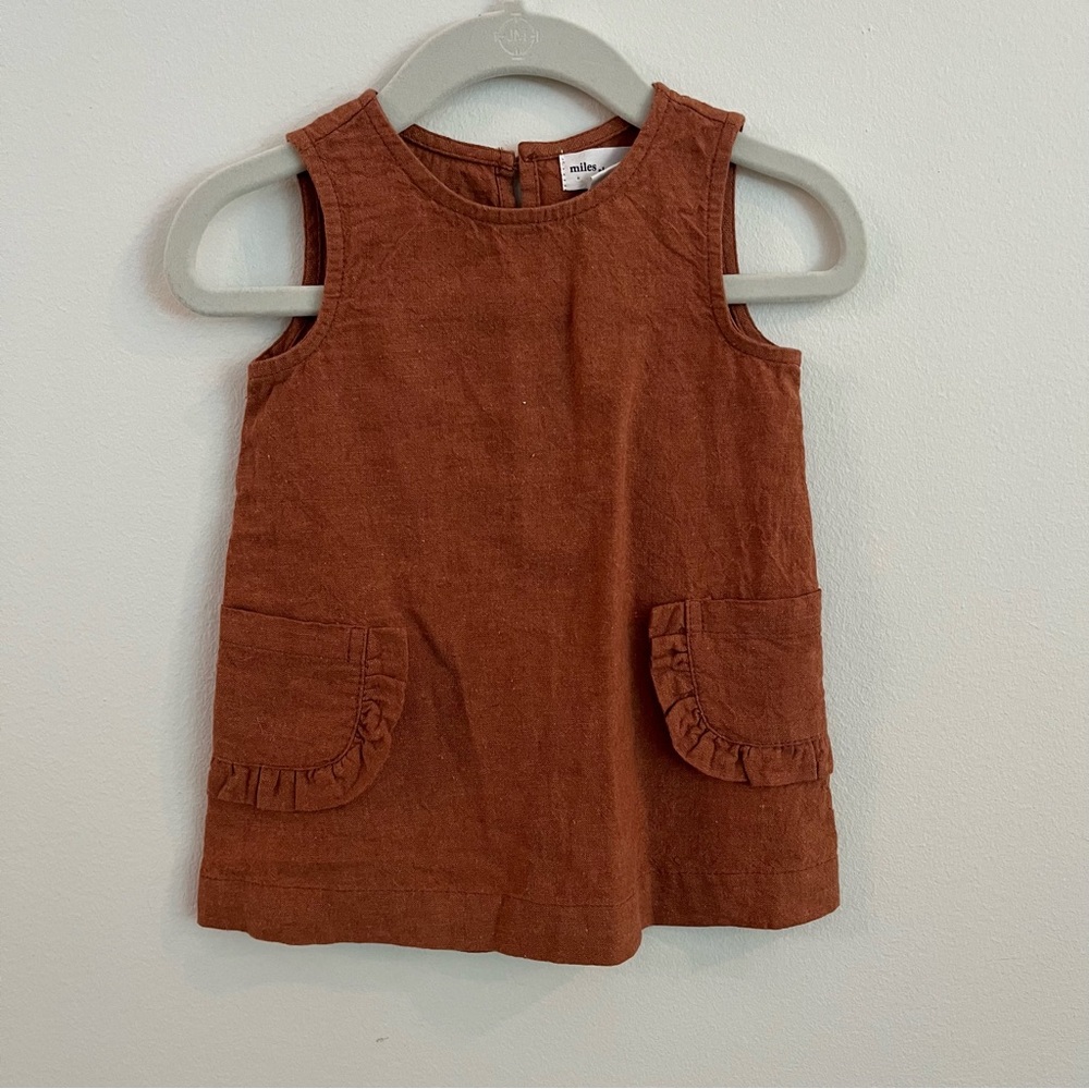 Miles the Label Linen Blend Rust Colored Sleeveless Dress 6M